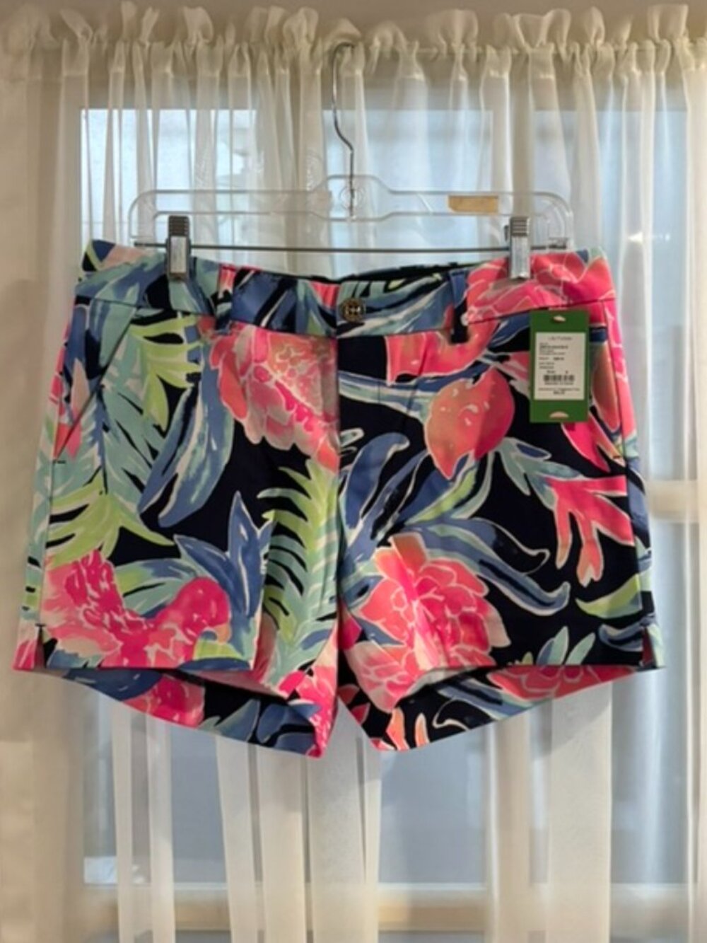 Lilly Pulitzer Callahan Ponte Short High Tide Navy Tropicolada Size 8
